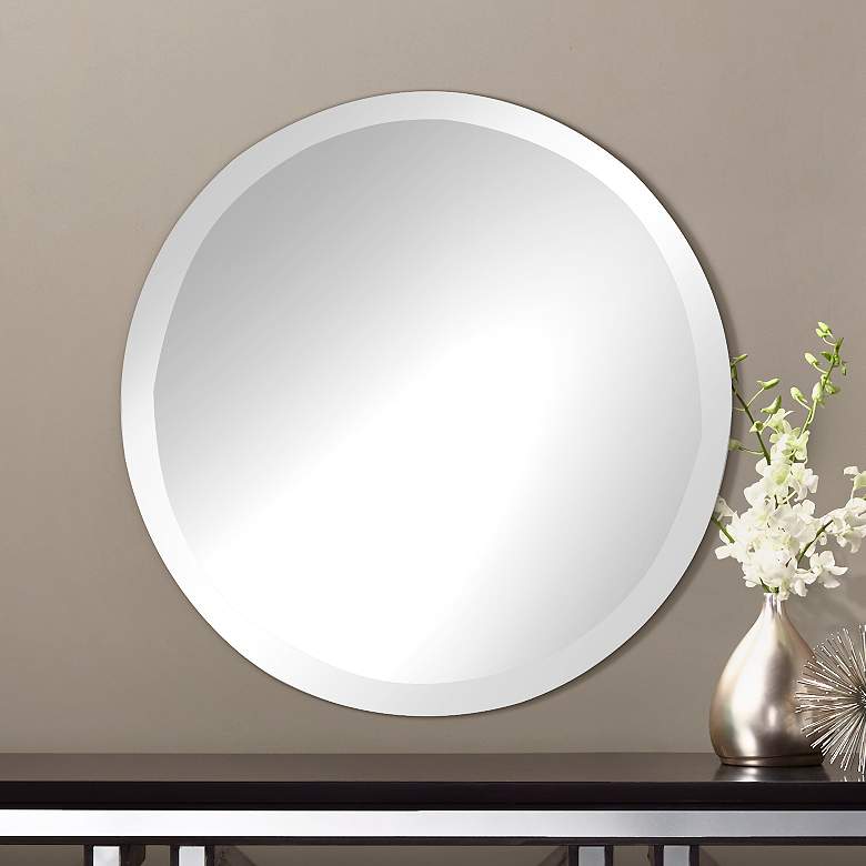 Image 1 Howard Elliott Clear 28" Round Beveled Wall Mirror