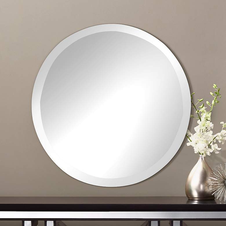 Image 1 Howard Elliott Clear 28 inch Round Beveled Wall Mirror