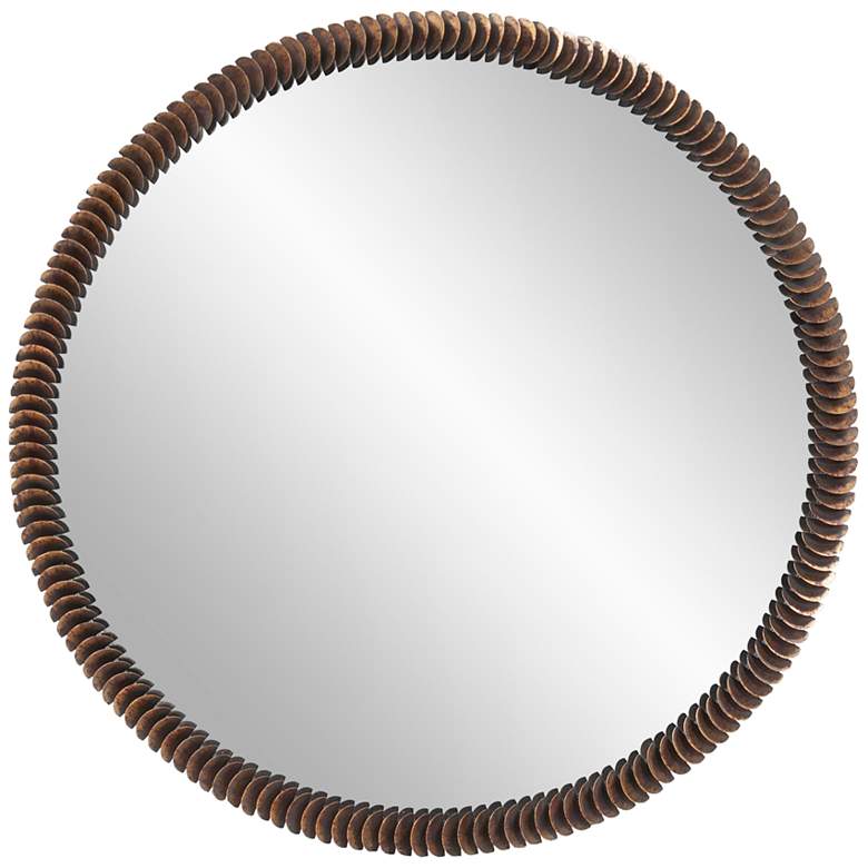Image 1 Howard Elliott Coined Weathered Copper 34" Round Wall Mirror