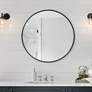 1_Howard Elliott Copenhagen 30" Brushed Black Round Wall Mirror