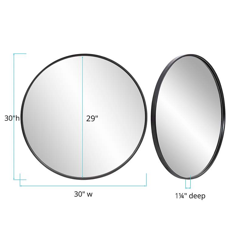 Image 6 Howard Elliott Copenhagen 30" Brushed Black Round Wall Mirror more views
