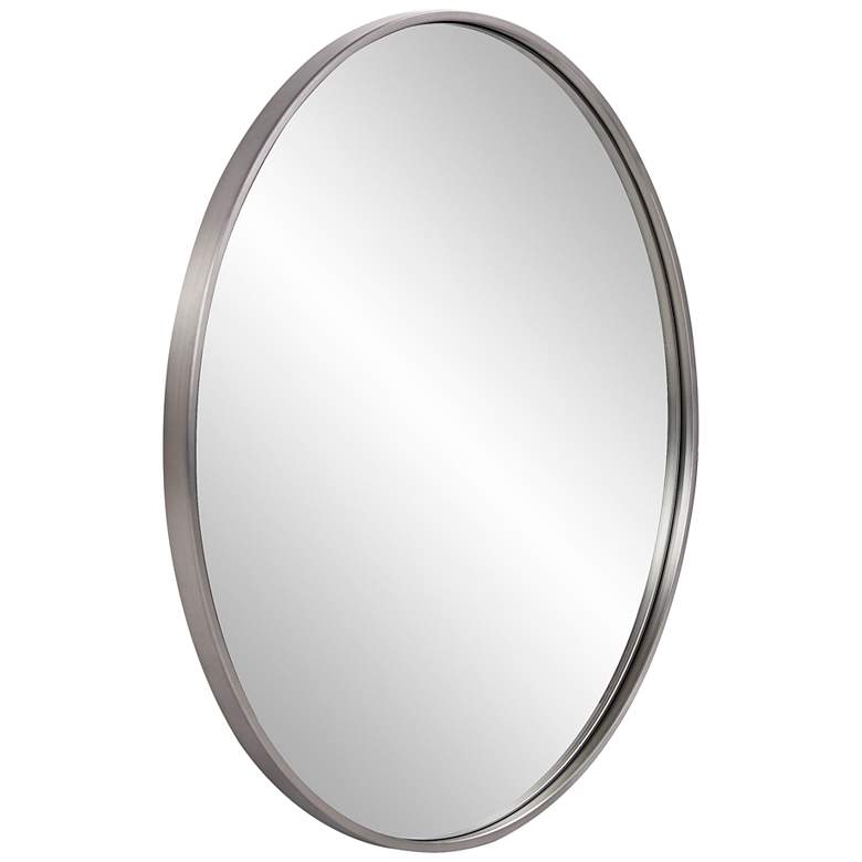 Image 5 Howard Elliott Copenhagen 30" Brushed Silver Round Wall Mirror more views