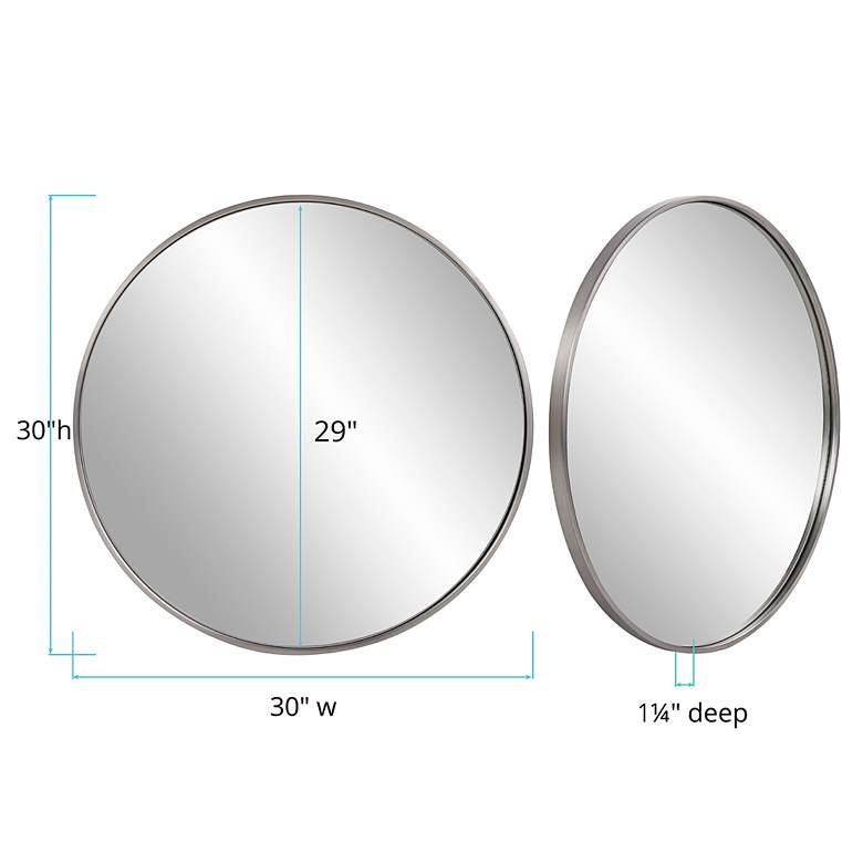 Image 6 Howard Elliott Copenhagen 30" Brushed Silver Round Wall Mirror more views