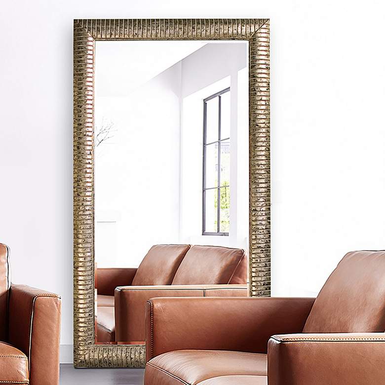 Image 1 Howard Elliott Daniel 84" High Silver Leaf Floor Mirror