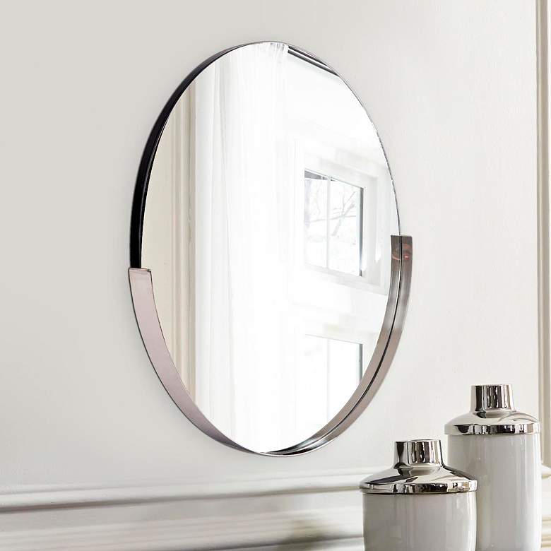 Image 1 Howard Elliott Dante 30" Polished Silver Round Wall Mirror