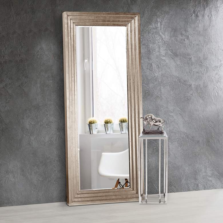 Image 1 Howard Elliott Delano Silver Leaf 34" x 82" Floor Mirror