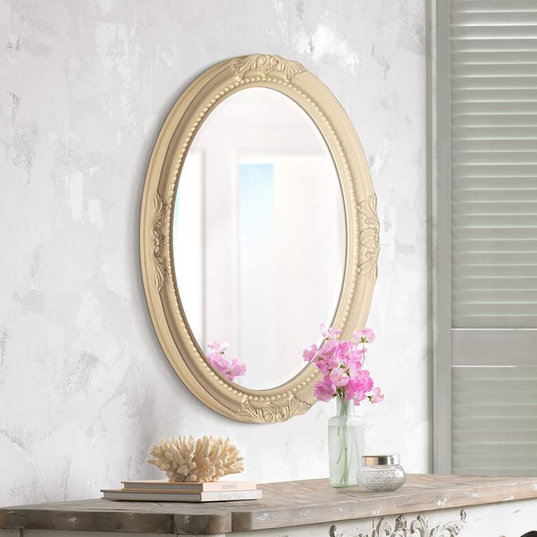 Image 2 Howard Elliott Emma 25" x 33" Glossy White Oval Wall Mirror