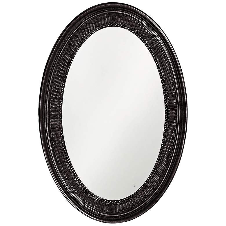 Image 1 Howard Elliott Ethan Glossy Black 21" x 31" Oval Wall Mirror
