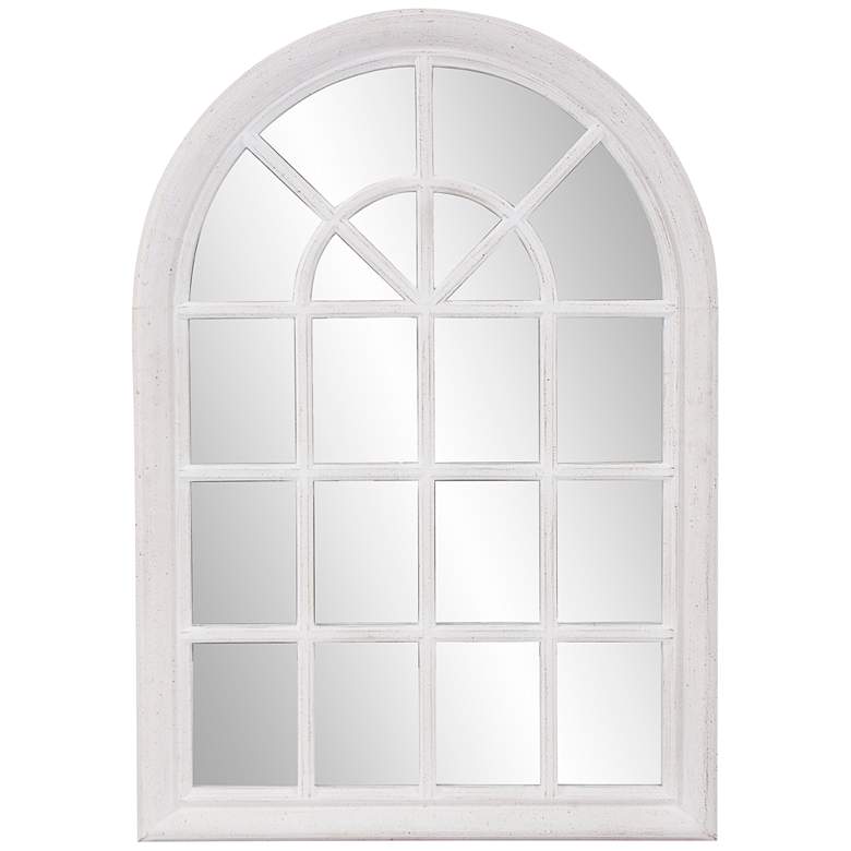 Image 1 Howard Elliott Fenetre 41" High White Washed Arch Top Wall Mirror