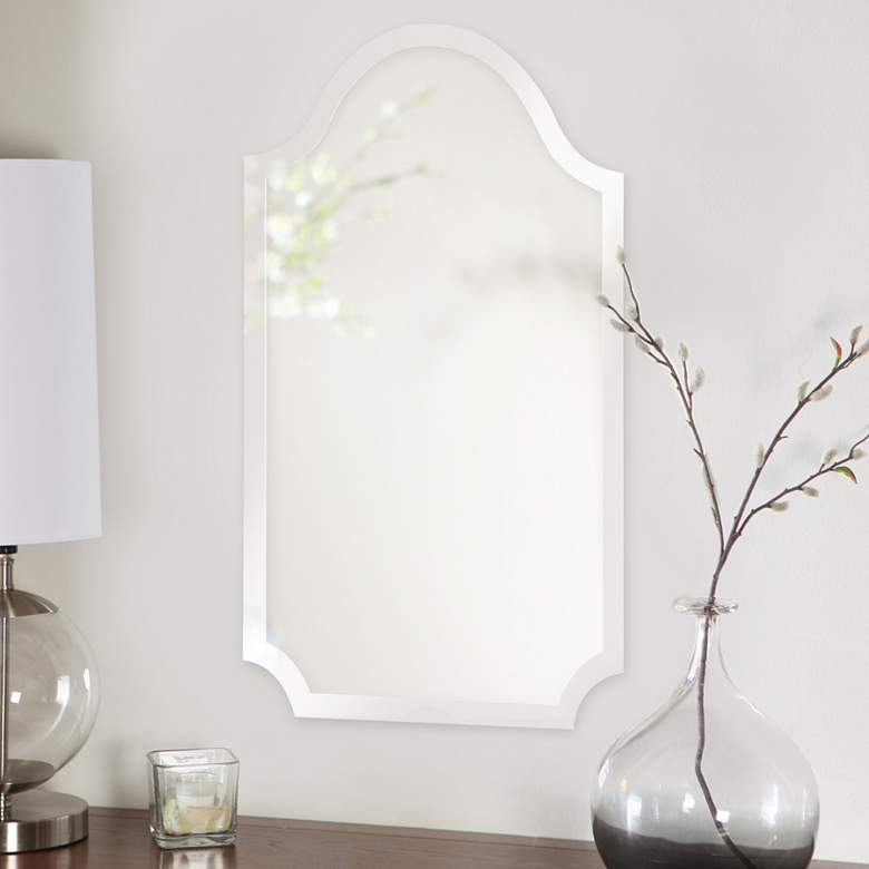 Image 1 Howard Elliott Frameless Scalloped 16"x27" Wall Mirror