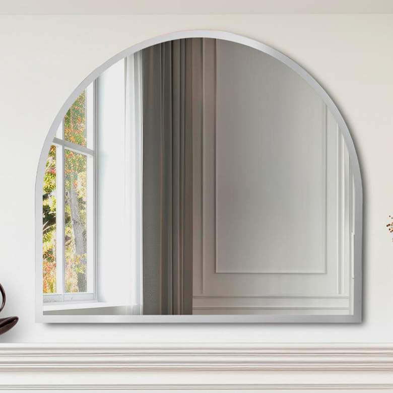 Image 2 Howard Elliott Frameless Silver 30" x 34" Arched Wall Mirror