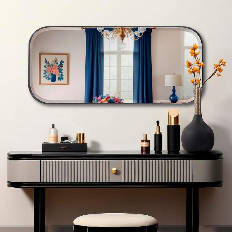Image 3 Howard Elliott Fraser Black 18" x 40" Rectangular Wall Mirror more views