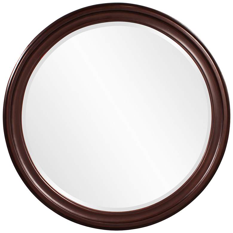 Image 1 Howard Elliott George 36" Brown Wood Round Wall Mirror