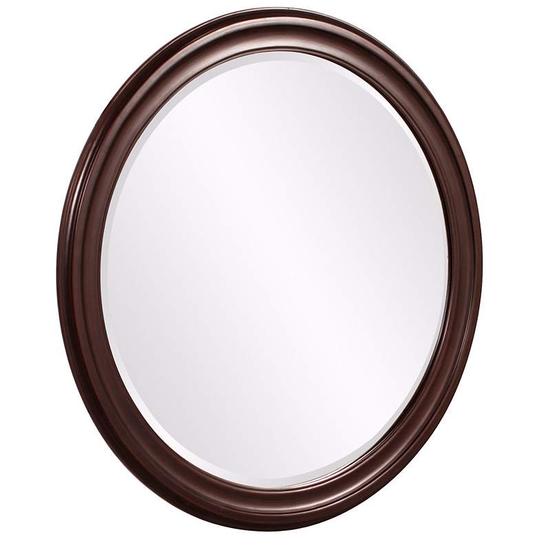 Image 2 Howard Elliott George 36" Brown Wood Round Wall Mirror more views