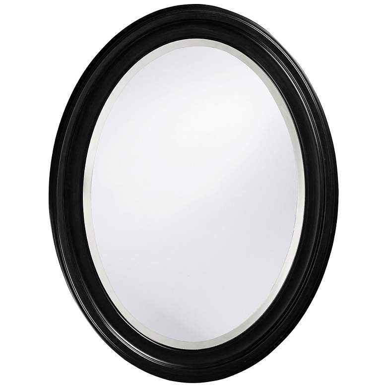 Image 1 Howard Elliott George Matte Black 25" x 33" Oval Wall Mirror