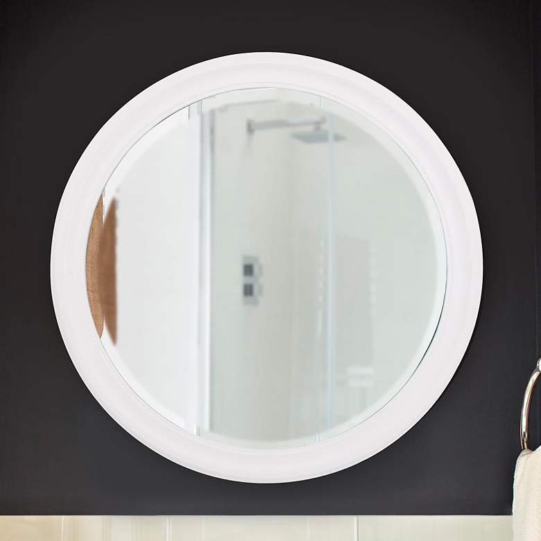 Image 1 Howard Elliott George Matte White 36" Round Wall Mirror