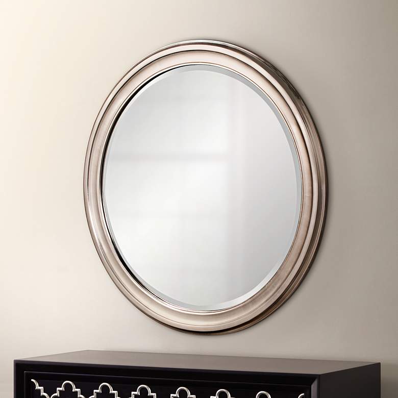 Image 1 Howard Elliott George Nickel 36 inch Round Wall Mirror