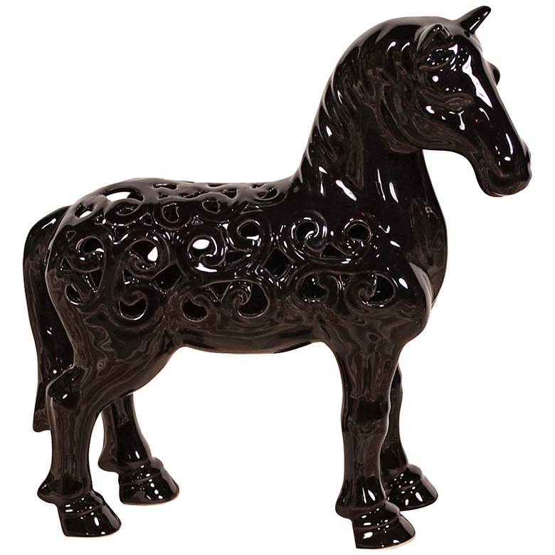 Image 1 Howard Elliott Glossy Black 11 inch Wide Ceramic Horse