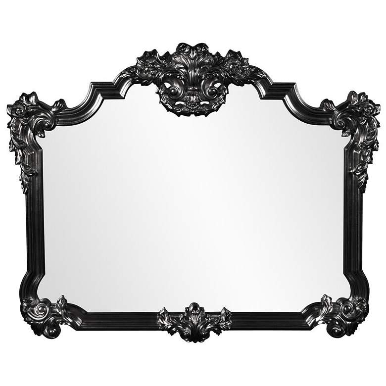 Image 1 Howard Elliott Glossy Black Ornate Framed 48"x39" Avondale Mirror