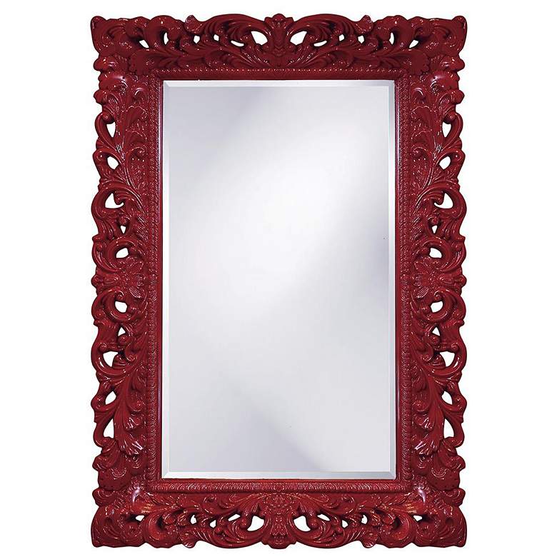 Image 1 Howard Elliott Glossy Burgundy Hand Painted 33"x45" Ornate Barcel