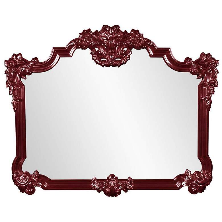 Image 1 Howard Elliott Glossy Burgundy Ornate Framed 48"x39 Avondale Mirror