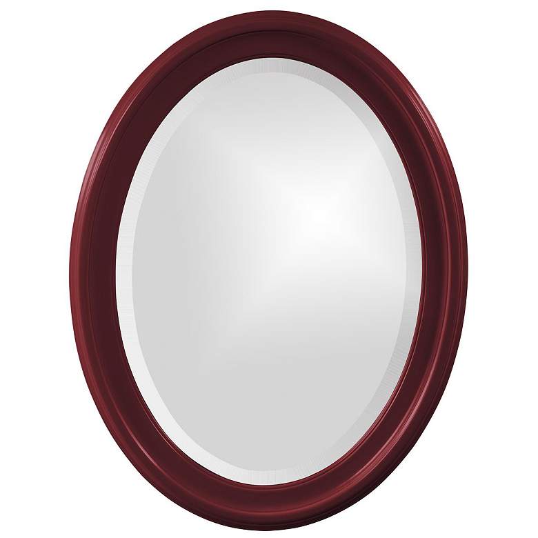 Image 1 Howard Elliott Glossy Burgundy Oval Wood Framed 25"x33" George Mi