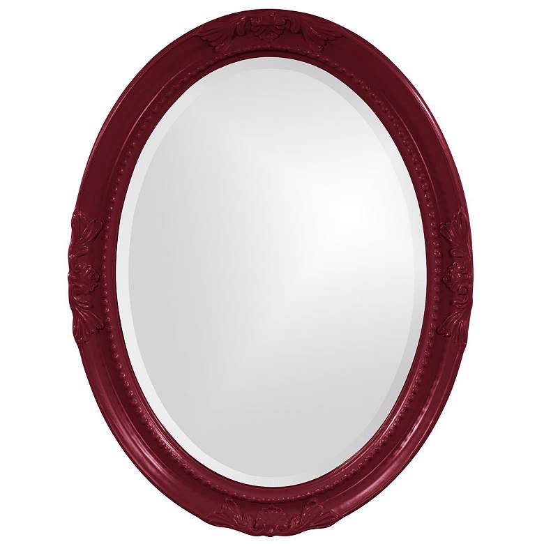 Image 1 Howard Elliott Glossy Burgundy Oval Wood Framed 25"x33" Queen Ann