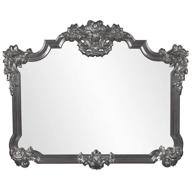 Image 1 Howard Elliott Glossy Charcoal Ornate Framed 48"x39 Avondale Mirror