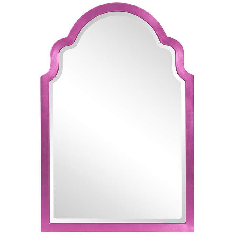 Image 1 Howard Elliott Glossy Hot Pink Arched 24"x36" Beveled Sultan Mirr