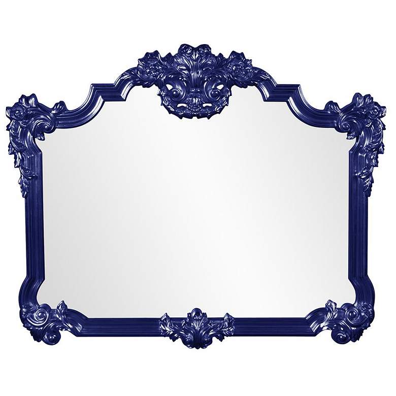 Image 1 Howard Elliott Glossy Navy Ornate Framed 48"x39 Avondale Mirror
