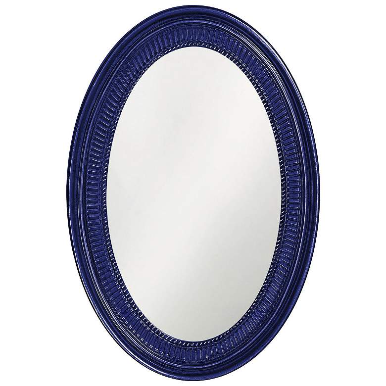 Image 1 Howard Elliott Glossy Navy Oval 21"x31" Rib Texture Framed Ethan