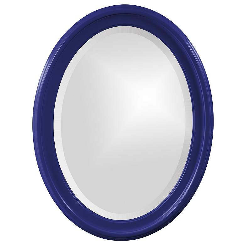 Image 1 Howard Elliott Glossy Navy Oval Wood Framed 25"x33" George Mirror