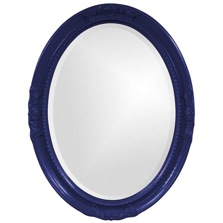 Image 1 Howard Elliott Glossy Navy Oval Wood Framed 25"x33" Queen Ann Mir