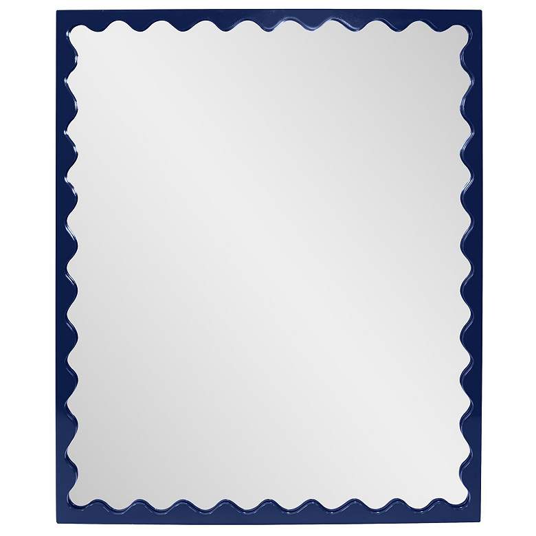 Image 1 Howard Elliott Glossy Navy Rectangular 30"x36" Scalloped Santosh