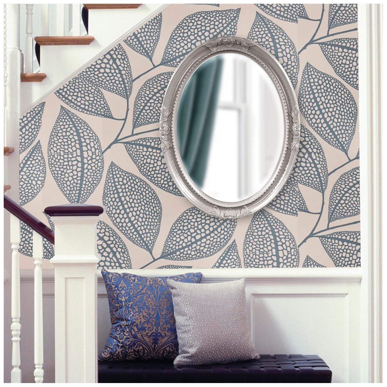 Image 3 Howard Elliott Glossy Nicekl Oval Wood Framed 25"x33" Queen Ann M more views