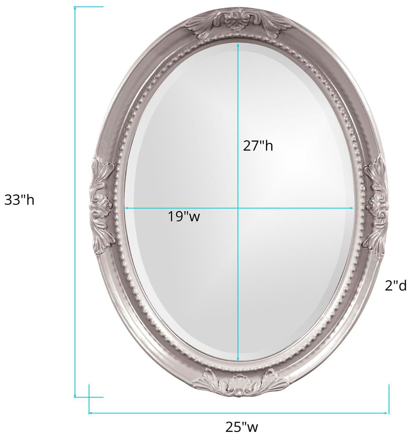 Image 7 Howard Elliott Glossy Nicekl Oval Wood Framed 25"x33" Queen Ann M more views