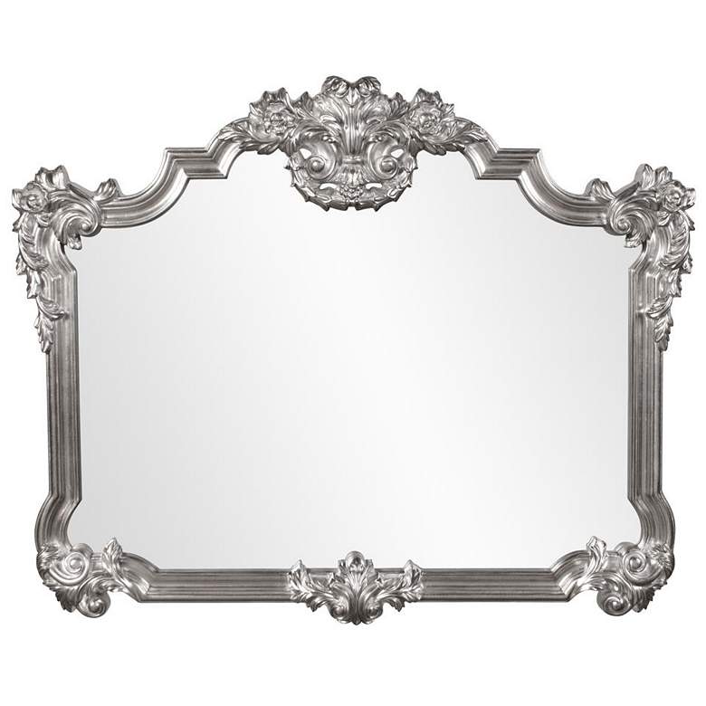 Image 1 Howard Elliott Glossy Nickel Ornate Framed 48"x39 Avondale Mirror