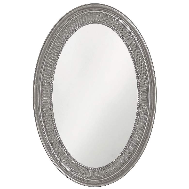Image 1 Howard Elliott Glossy Nickel Oval 21"x31" Rib Texture Framed Etha