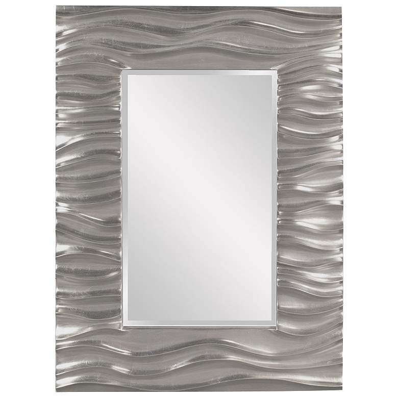 Image 1 Howard Elliott Glossy Nickel Rectangular 31"x39" Wave Framed Zeni