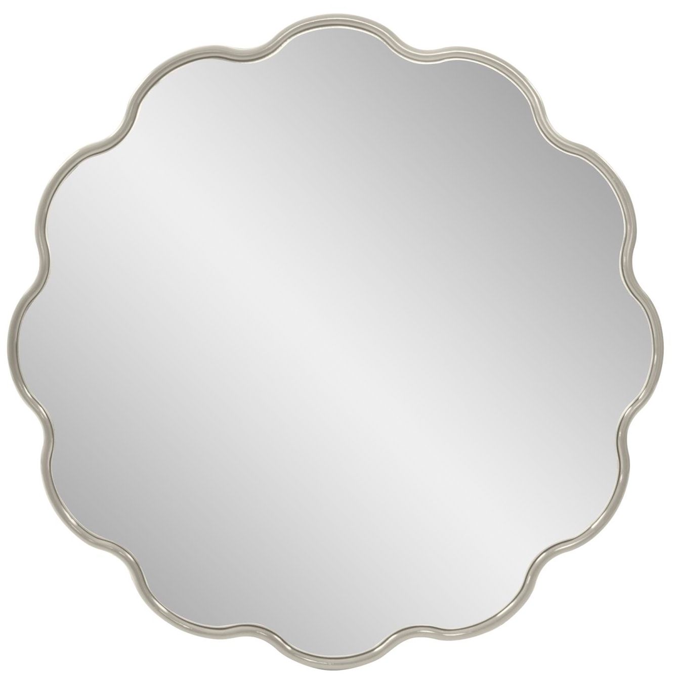 Image 2 Howard Elliott Glossy Nickel Round Scalloped Edge 34" Kushi Mirror