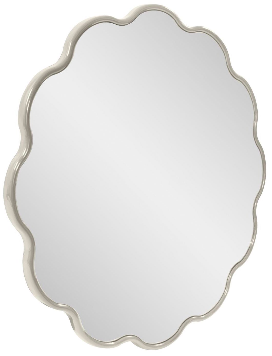 Image 4 Howard Elliott Glossy Nickel Round Scalloped Edge 34" Kushi Mirror more views