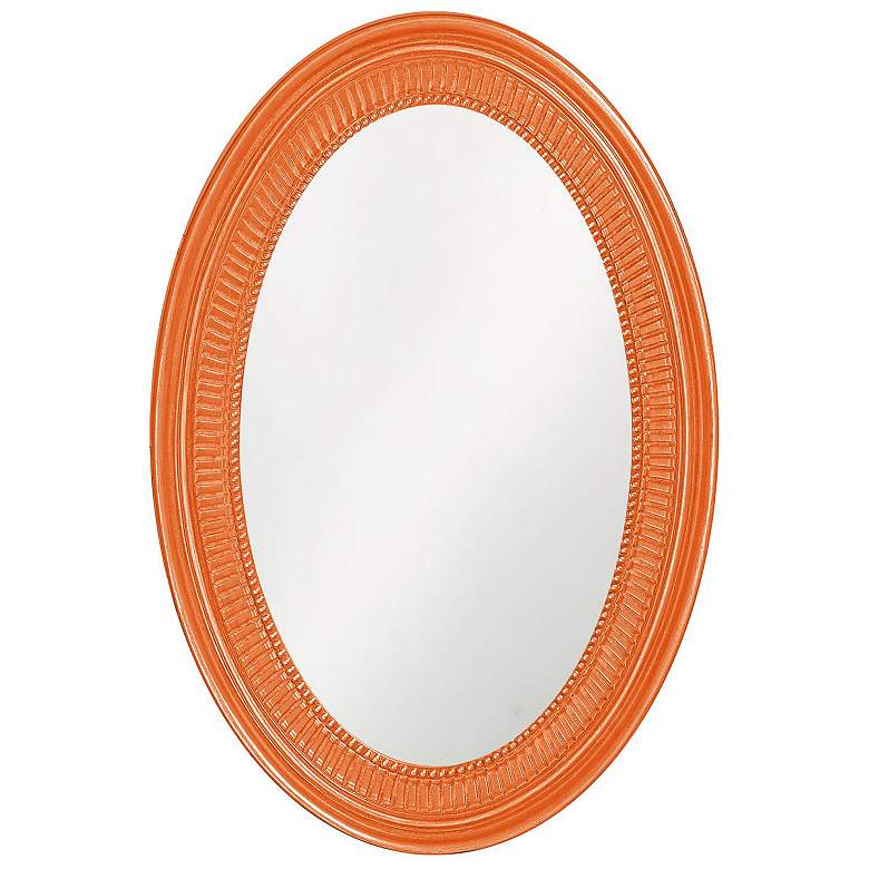 Image 1 Howard Elliott Glossy Orange Oval 21"x31" Rib Texture Framed Etha