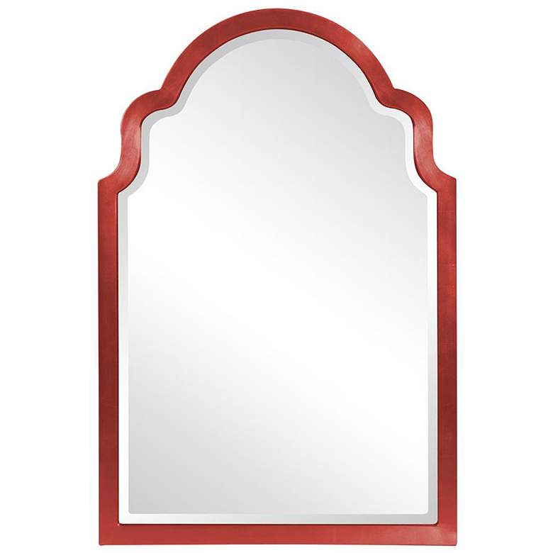 Image 1 Howard Elliott Glossy Red Arched 24"x36" Beveled Sultan Mirror