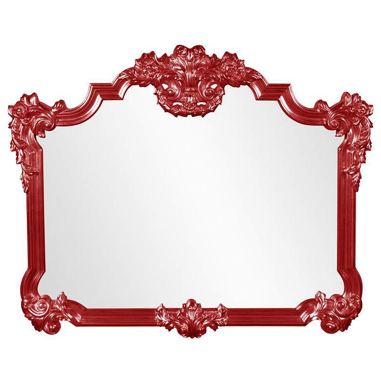 Image 1 Howard Elliott Glossy Red Ornate Framed 48"x39 Avondale Mirror
