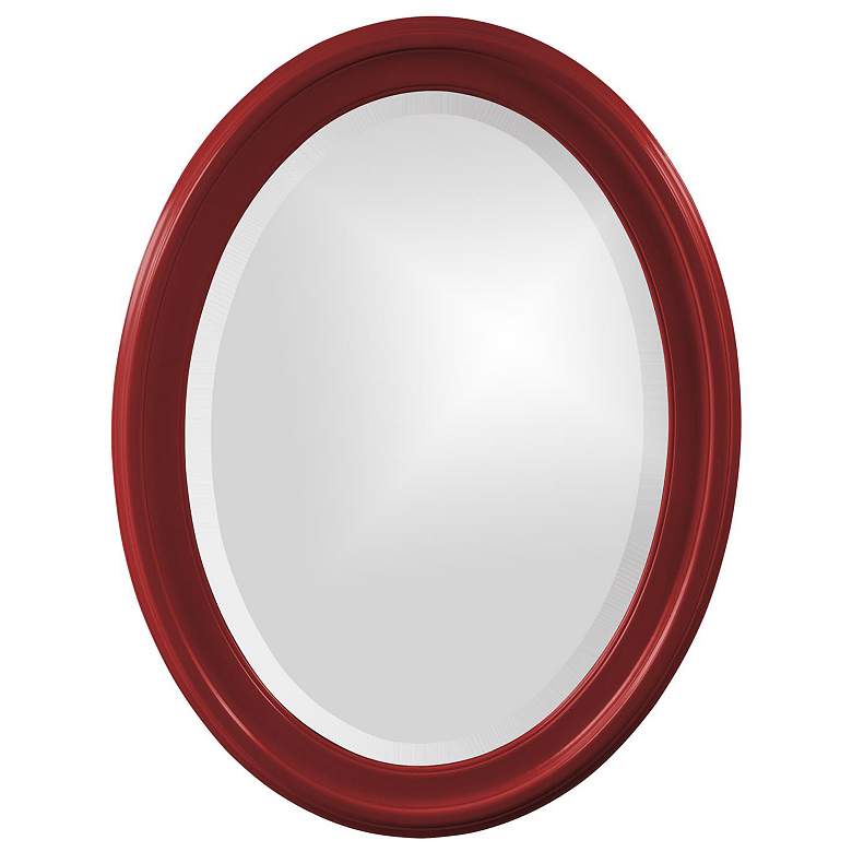 Image 1 Howard Elliott Glossy Red Oval Wood Framed 25"x33" George Mirror