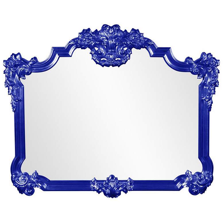 Image 1 Howard Elliott Glossy Royal Blue Ornate Framed 48"x39 Avondale Mirror