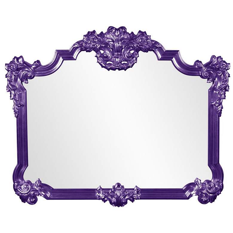 Image 1 Howard Elliott Glossy Royal Purple Ornate Framed 48"x39 Avondale Mirro