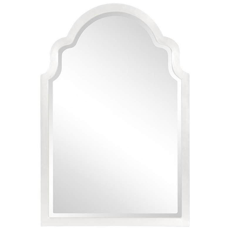 Image 1 Howard Elliott Glossy White Arched 24"x36" Beveled Sultan Mirror