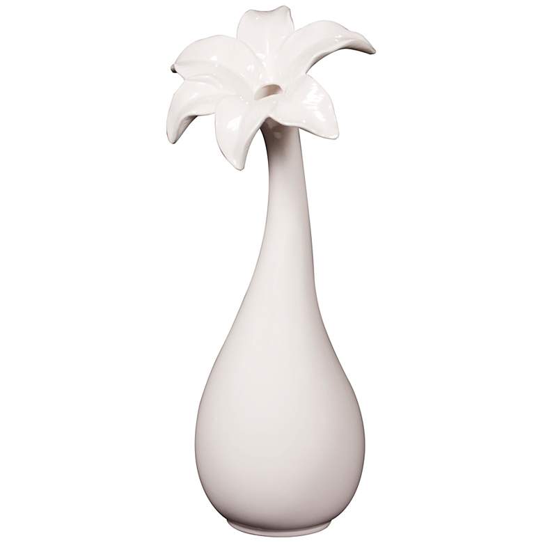 Image 1 Howard Elliott Glossy White Ceramic Flower Vase III
