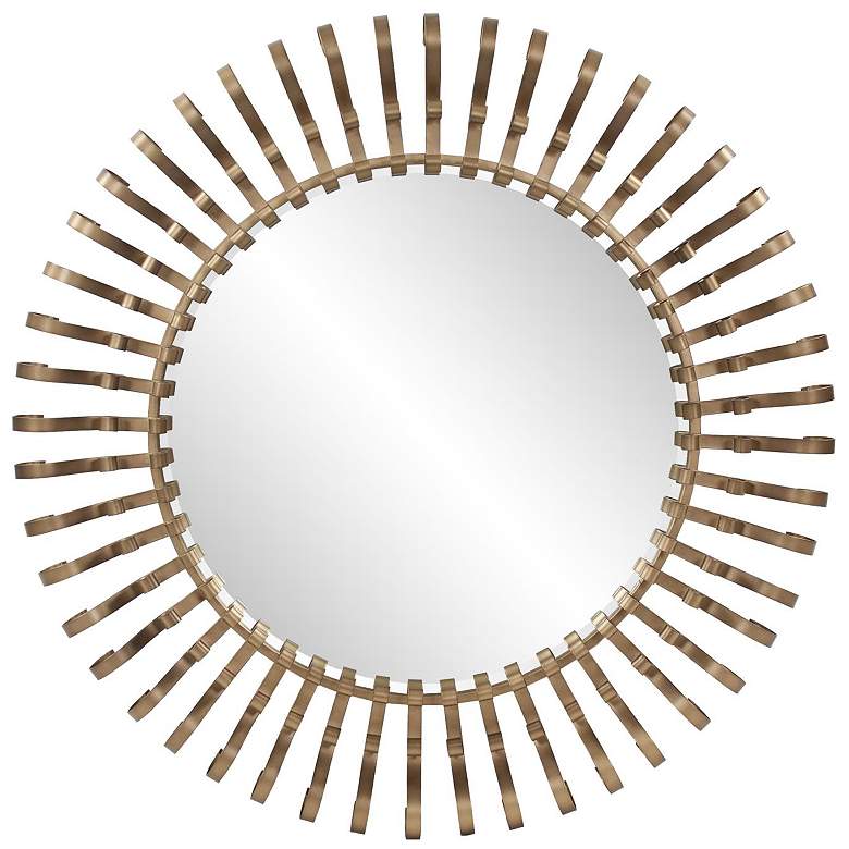 Image 1 Howard Elliott Gold Hand Crafted Round 40" Metal Framed Casimir Mirror